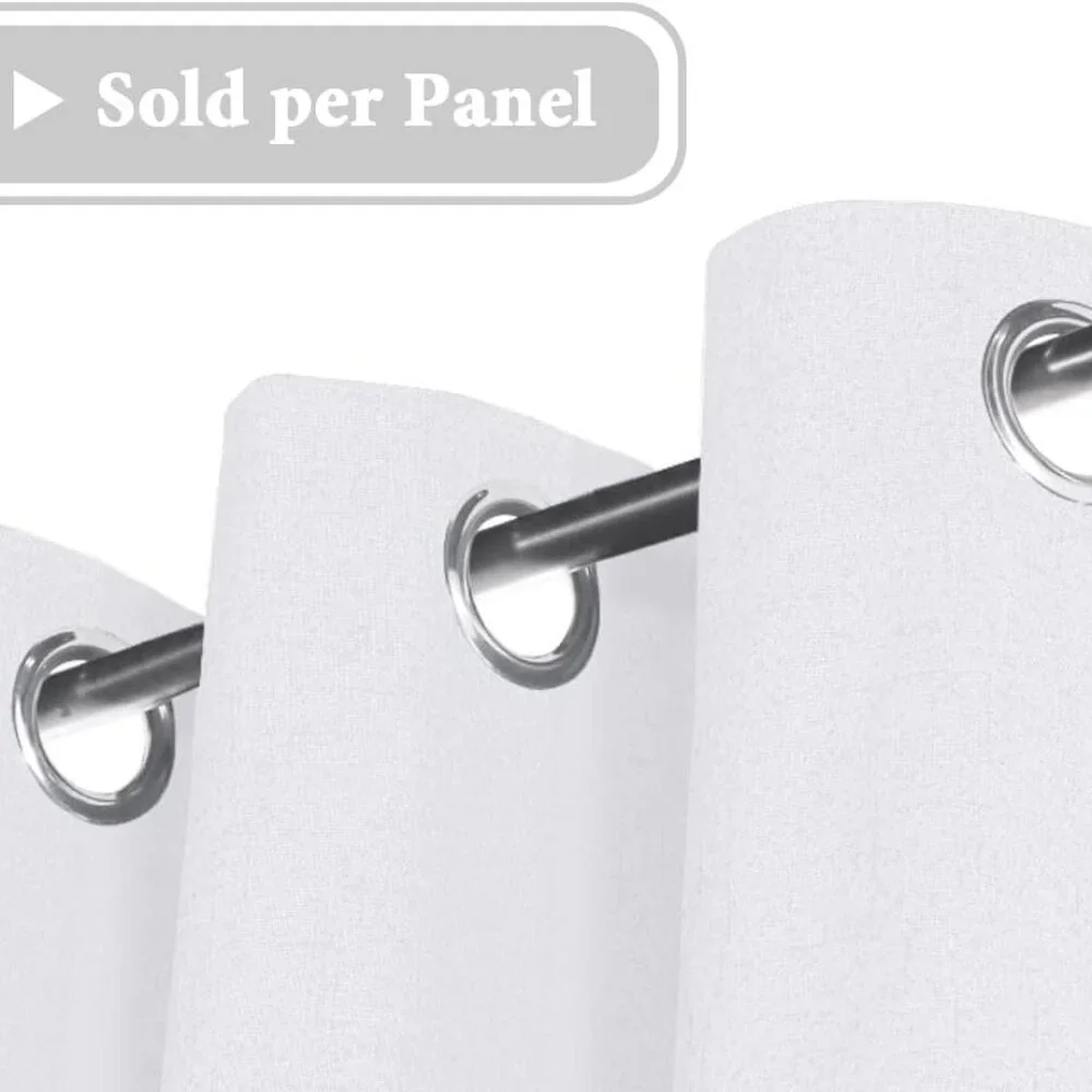 Blackout Linen Curtain - Thermal Insulated - White (1 panel) - Picture 2 of 7
